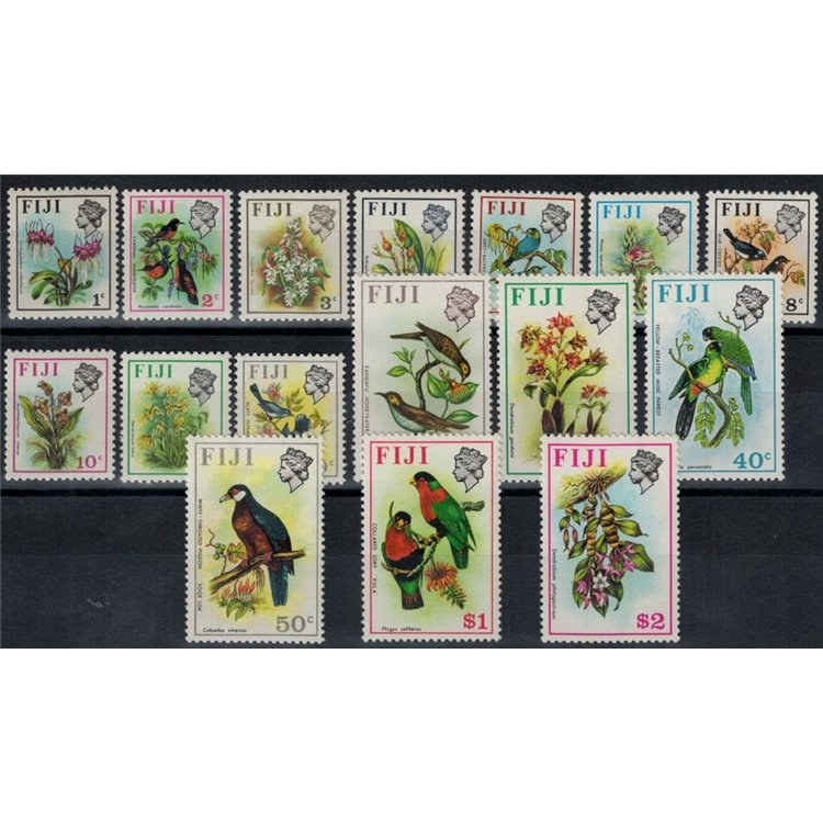 FIJI 1970 Uccelli e fiori - Birds and flowers 16 v
