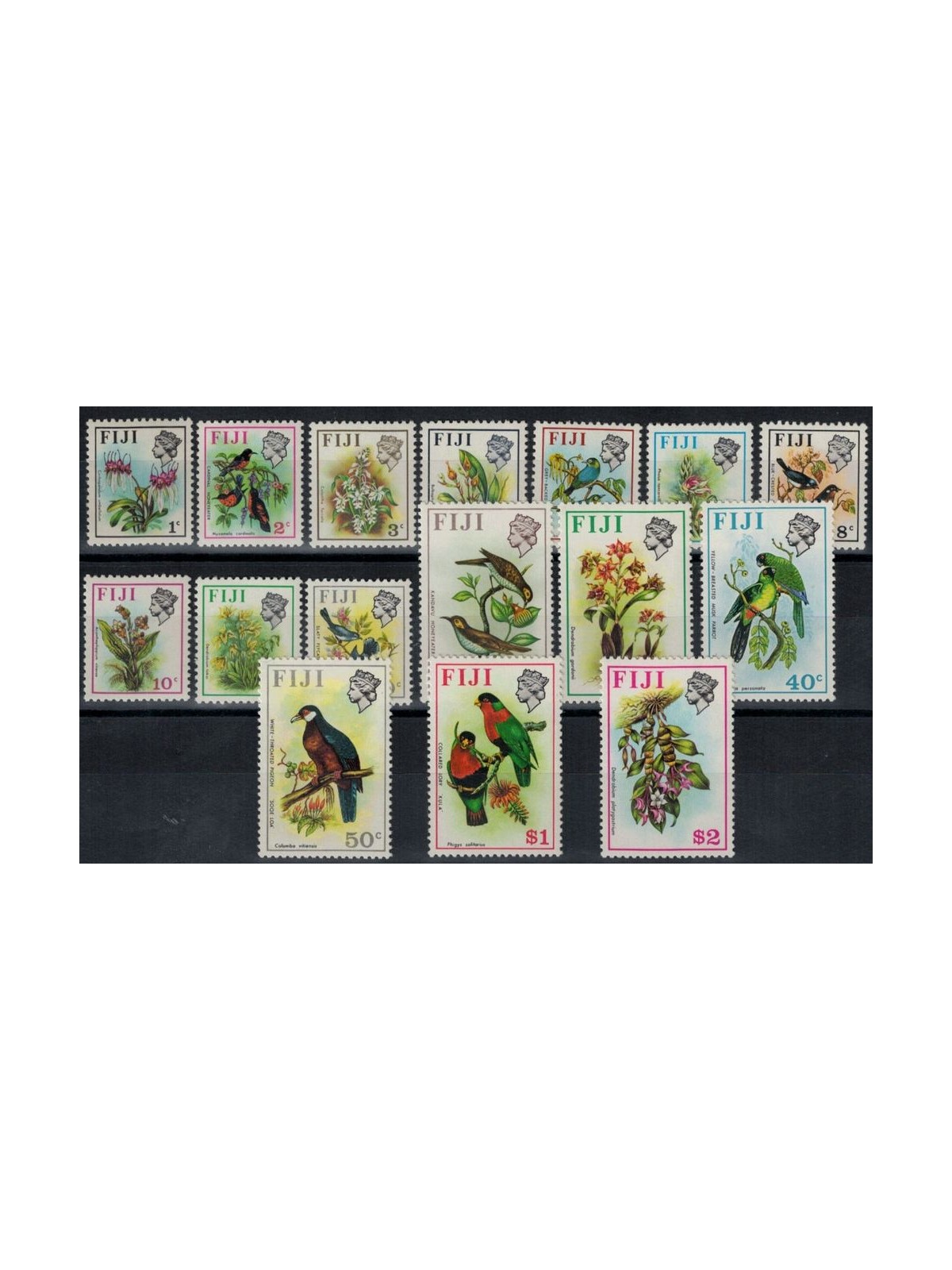 FIJI 1970 Birds and flowers 16 v