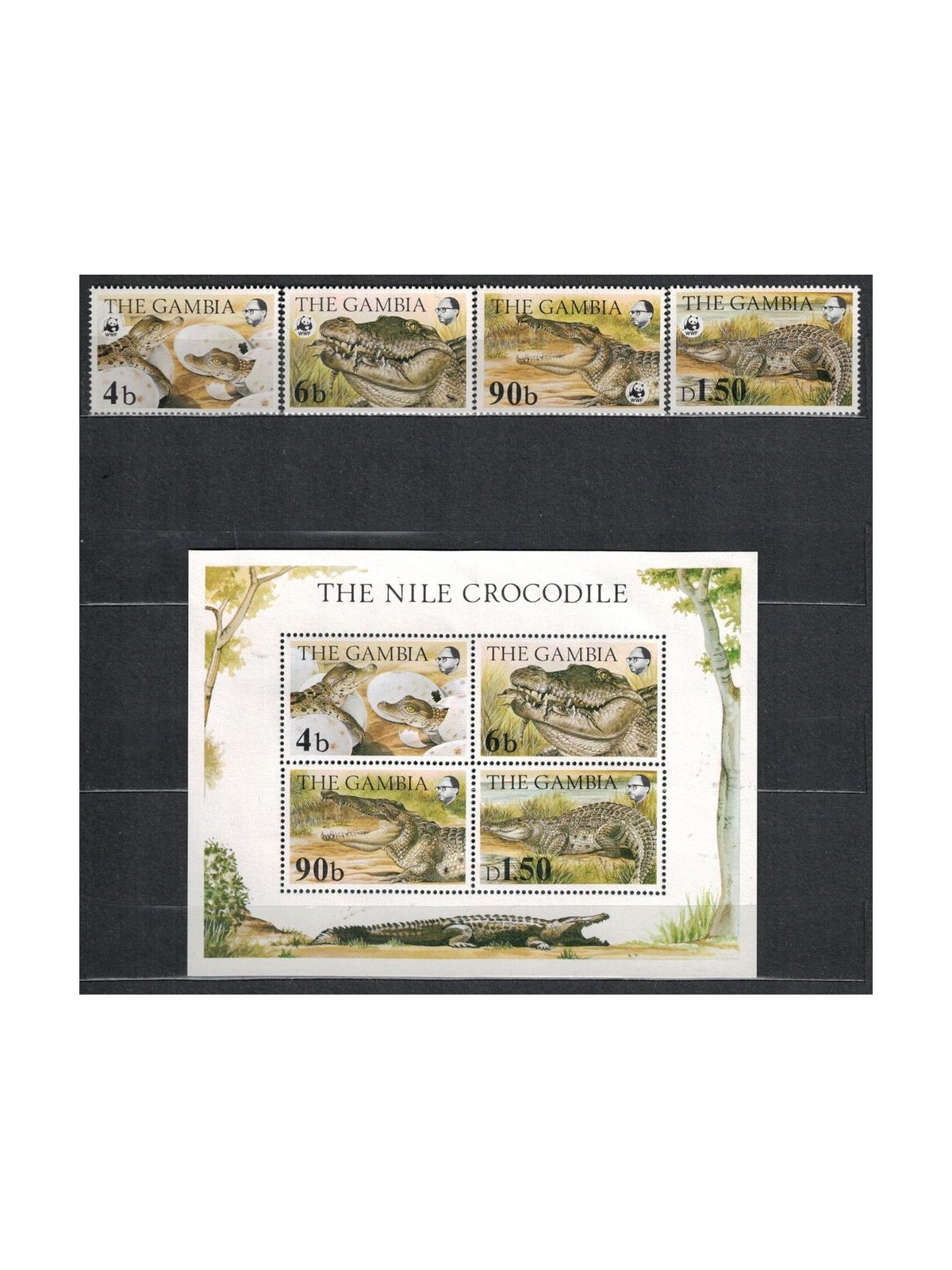 GAMBIA 1984 Fauna, coccodrillo del Nilo 4v + 1 BF MNH**