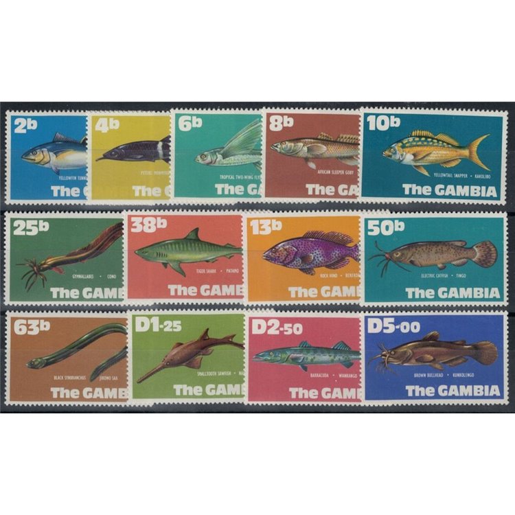 GAMBIA 1971 Ordinari, pesci - Definitives, fish 13v MNH**