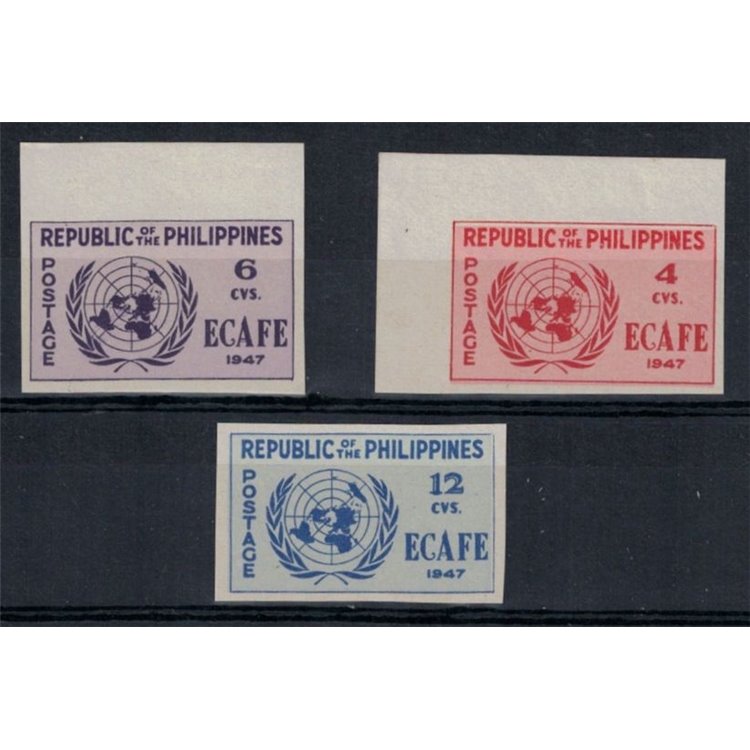 FILIPPINE 1948 Commissione economica (non dentellati) 3v MNH**