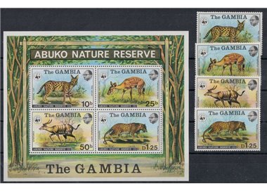 GAMBIA 1976 Abuko Nature Reserve 4v + 1 s/s MNH**