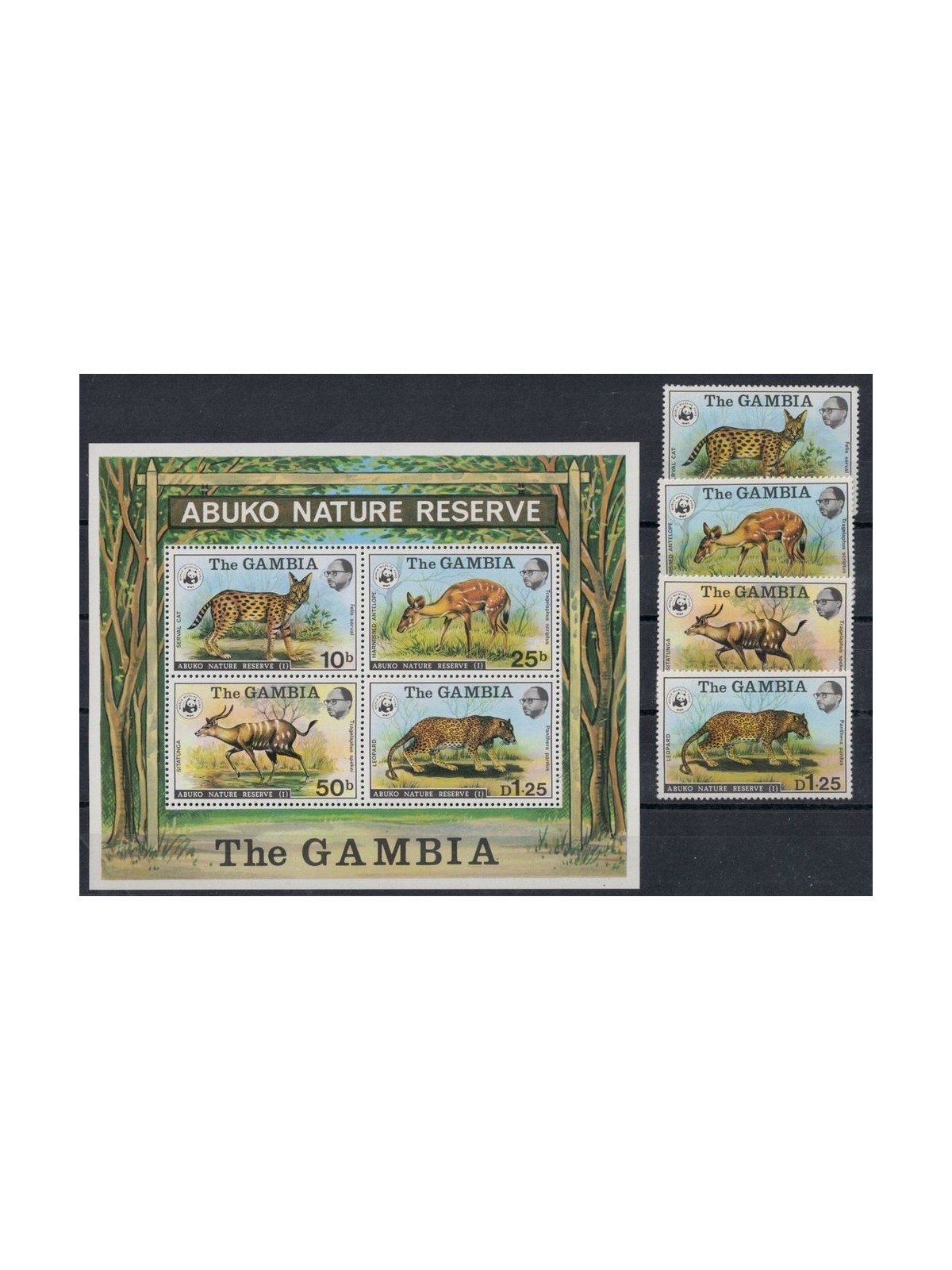 GAMBIA 1976 Abuko Nature Reserve 4v + 1 s/s MNH**