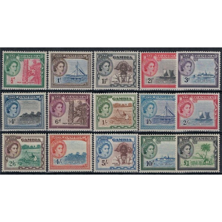 GAMBIA 1953 Serie ordinaria 15v MH*