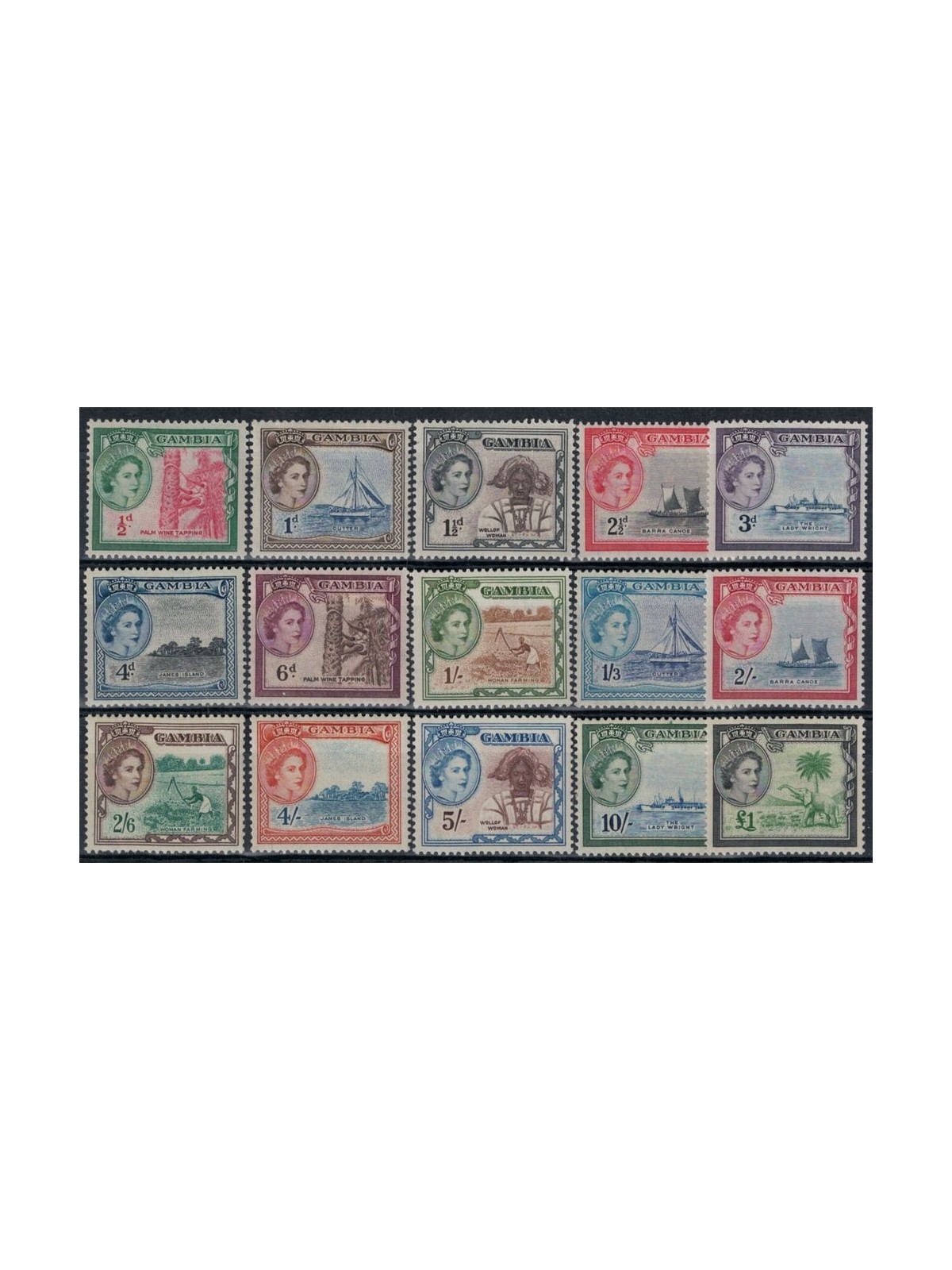 GAMBIA 1953 Serie ordinaria 15v MH*