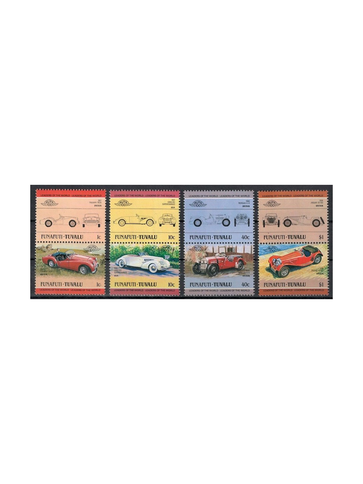 FUNAFUTI 1984 Automobili 8v MNH**