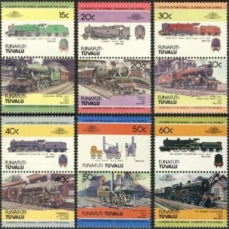 FUNAFUTI 1984 Trains, locomotives 12v MNH**