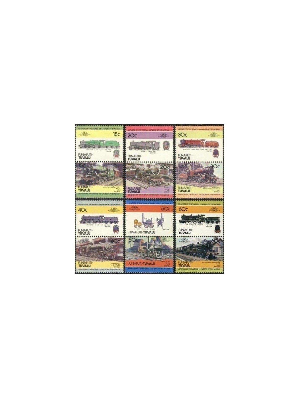 FUNAFUTI 1984 Trains, locomotives 12v MNH**