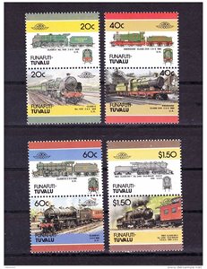 FUNAFUTI 1986 Trains, locomotives 8v MNH**
