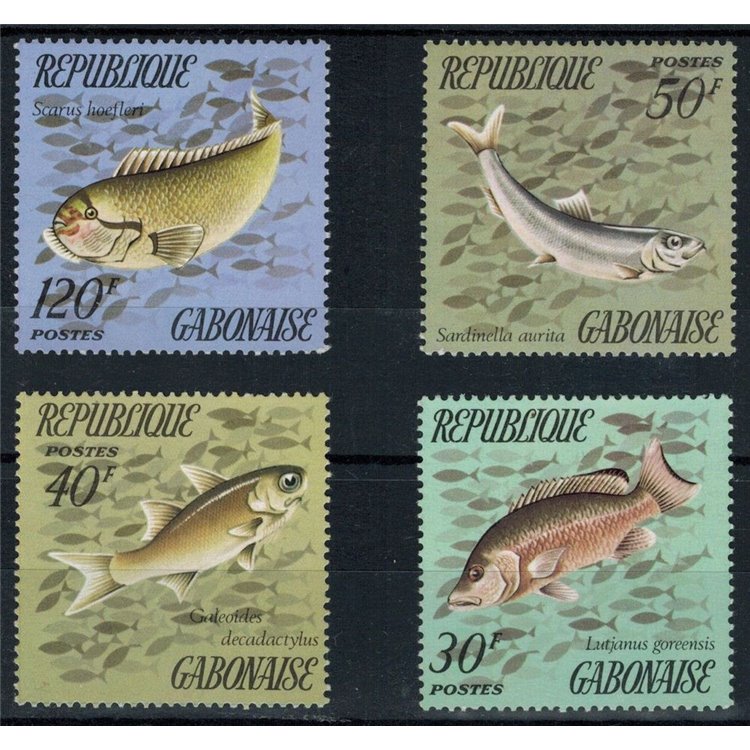 GABON 1975 Marine fauna, fish 4v MNH**