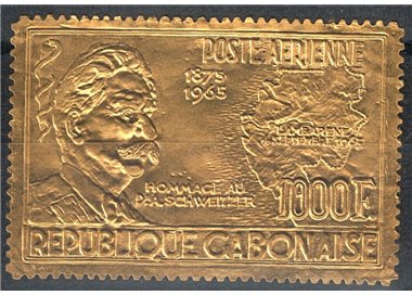 GABON 1965 Albert Schweitzer, francobollo in oro MNH**