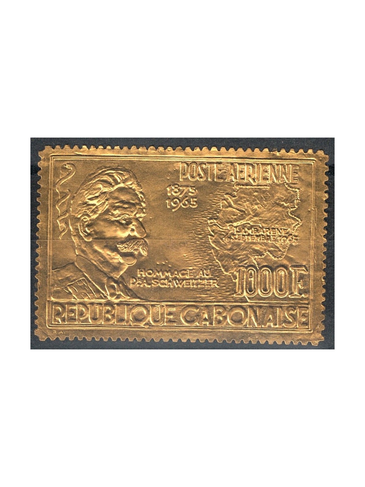 GABON 1965 Albert Schweitzer, francobollo in oro MNH**