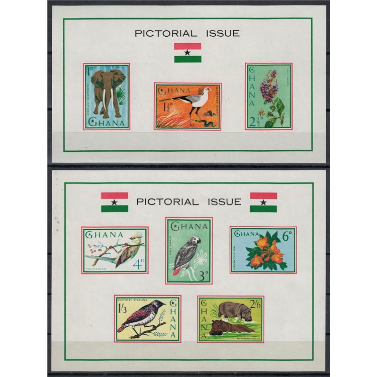 GHANA 1965 Flora and fauna 2 s/s MNH**