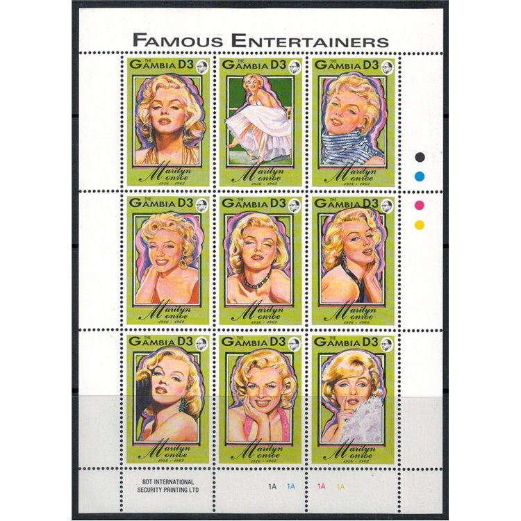 GAMBIA 1993 Omaggio a Marilyn Monroe 9v MNH**
