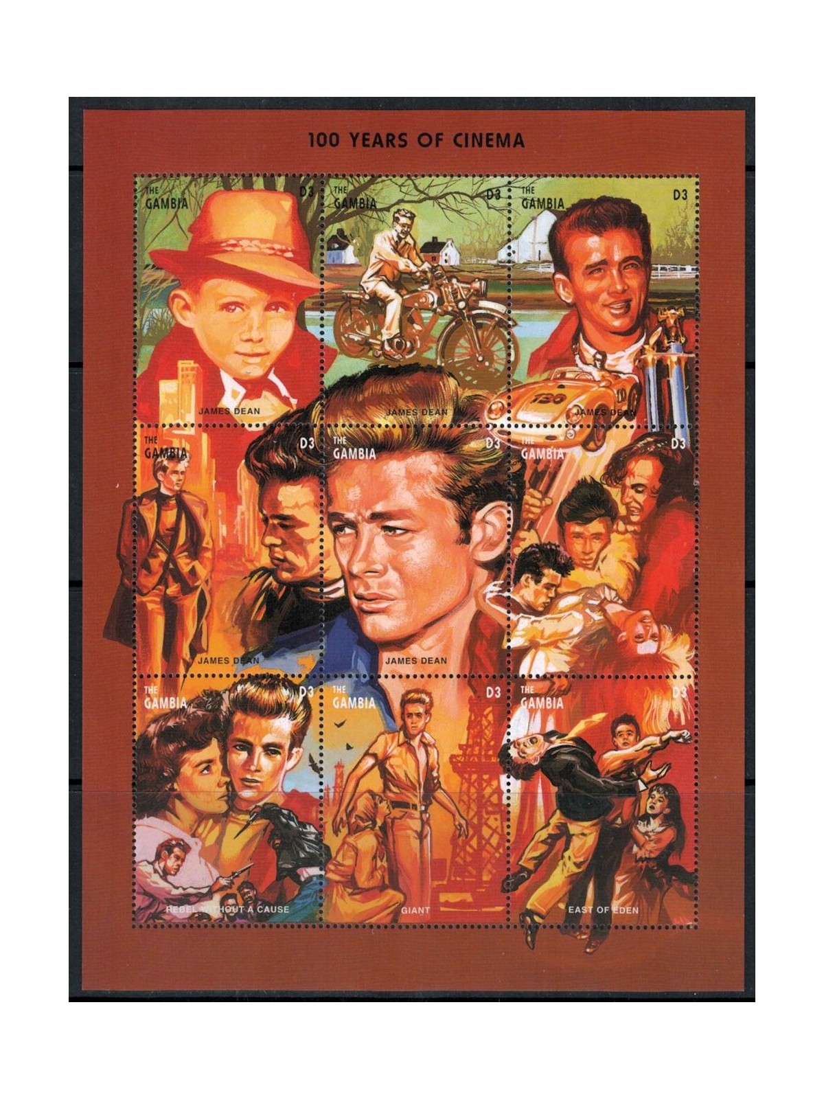 GAMBIA 1995 Centenary of Cinema (James Dean) 9v MNH**