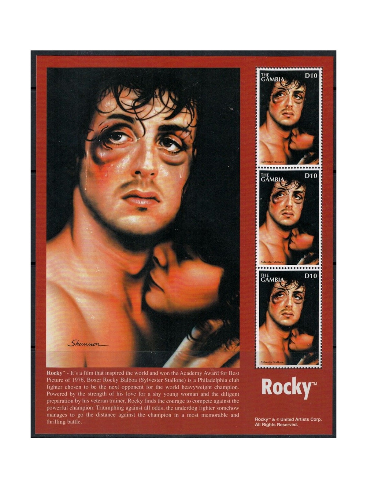GAMBIA 1996 Anniversary of the Rocky film m/s MNH**