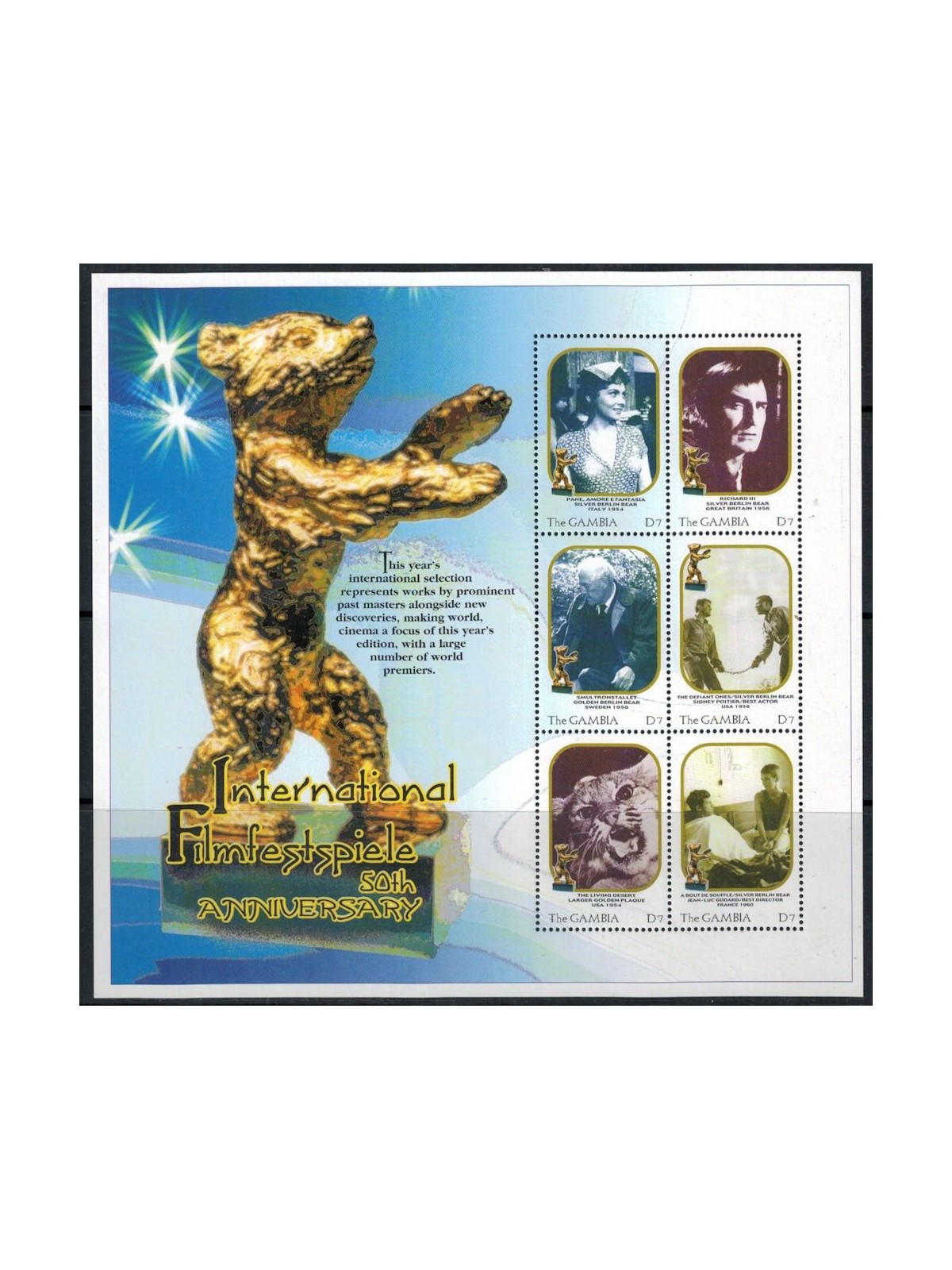 GAMBIA 2000 Festival Internazionale del Film 6v MNH**