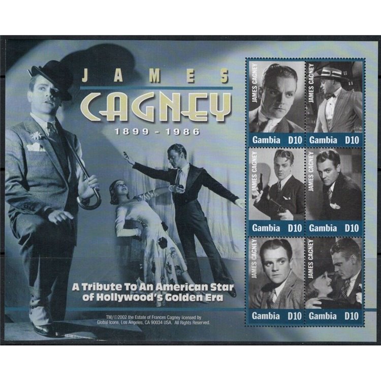 GAMBIA 2002 Attori di Cinema, James Cagney 6v MNH**