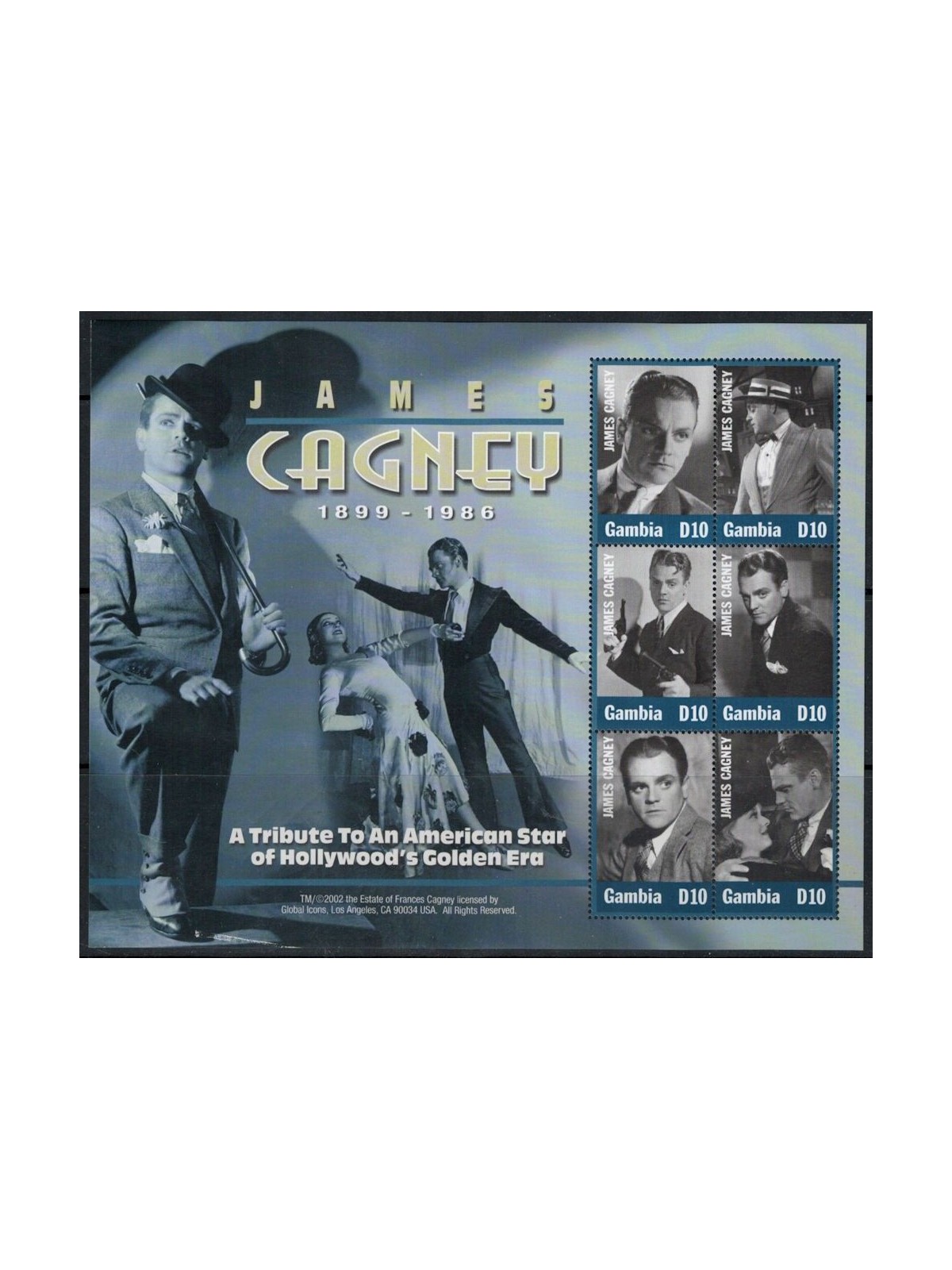 GAMBIA 2002 Film Actors, James Cagney 6v MNH**