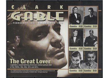 GAMBIA 2002 Film Actors, Clark Gable 6v MNH**