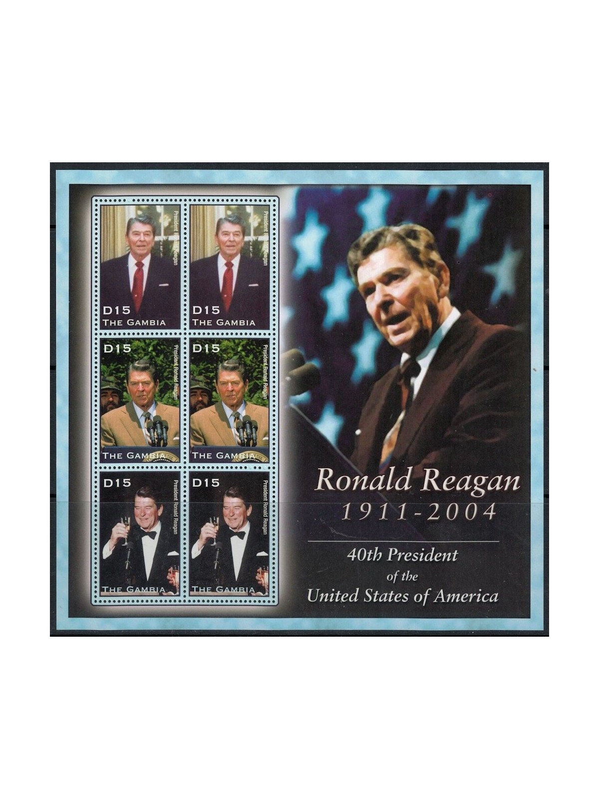 GAMBIA 2004 In memory of Ronald Reagan (II) m/s MNH**
