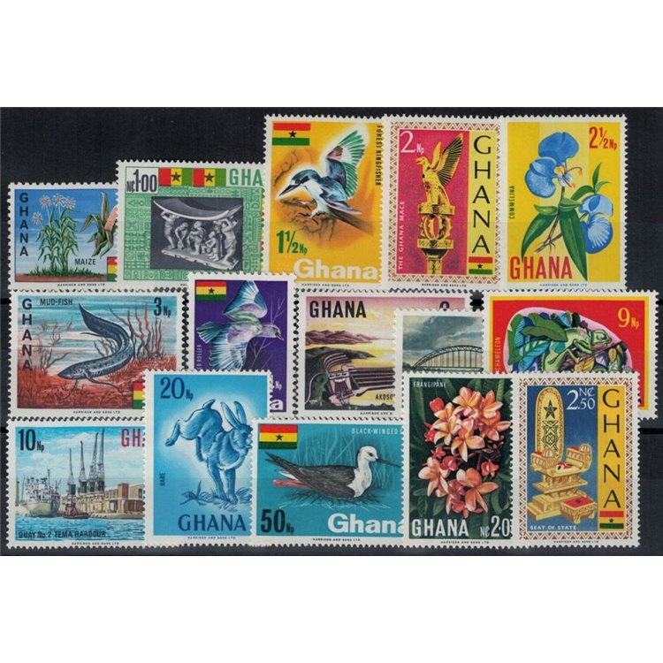 GHANA 1967 Serie ordinaria 15v MNH**