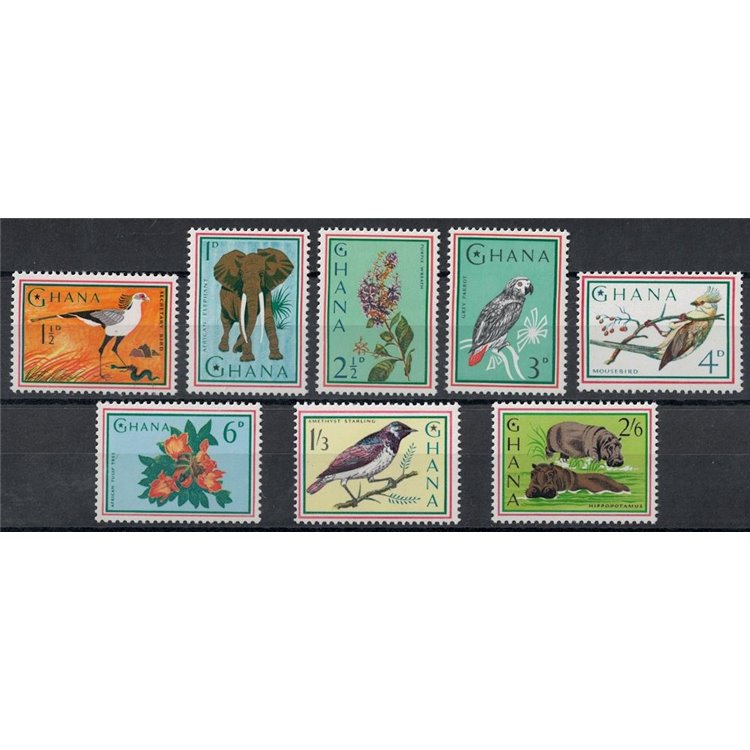 GHANA 1965 Flora and fauna 8v MNH**