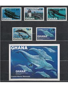 GHANA 1983 Marine fauna, mammals 5v + 1 s/s MNH**
