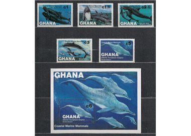 GHANA 1983 Fauna marina, mammiferi 5v + 1 BF MNH**
