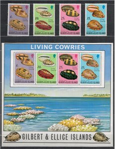 GILBERT & ELLICE ISLANDS 1975 Conchiglie - Shells 4 v + 1 BF