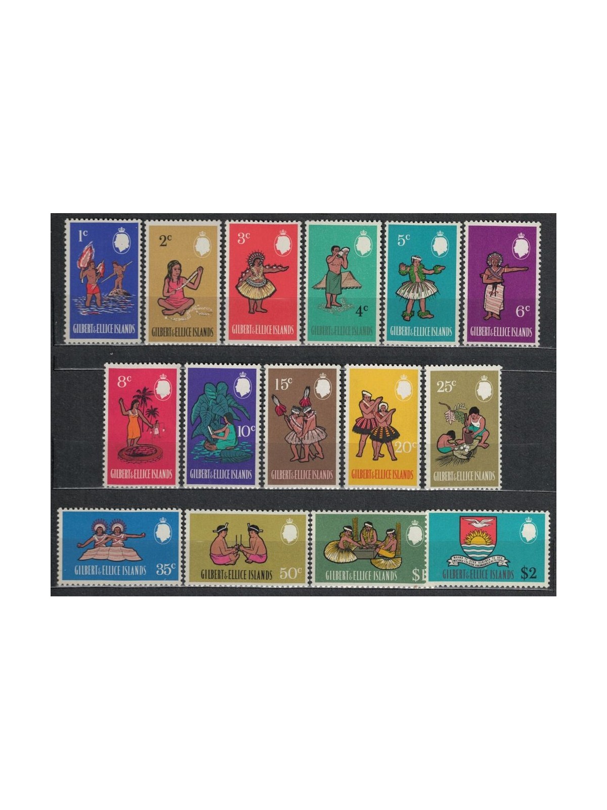 GILBERT & ELLICE ISLANDS 1968 Ordinary, folklore - Definitives, folklore 15 v