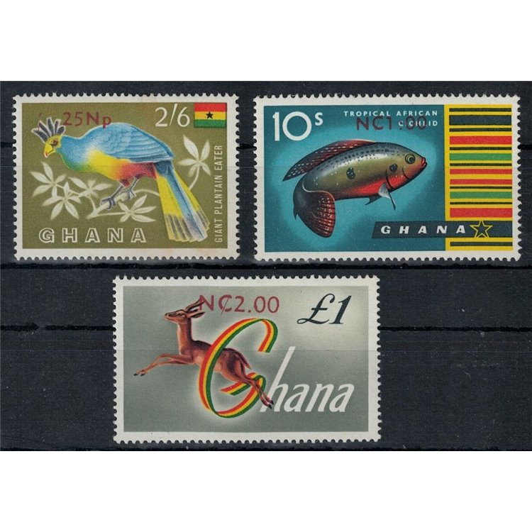 GHANA 1967 Serie ordinaria (soprastampati) 3v MNH**