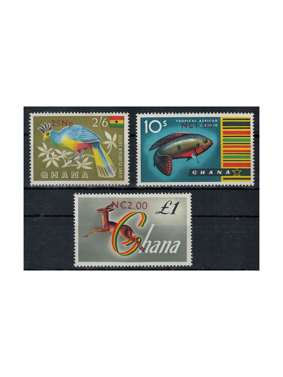 GHANA 1967 Ordinary series (overprinted) 3v MNH**