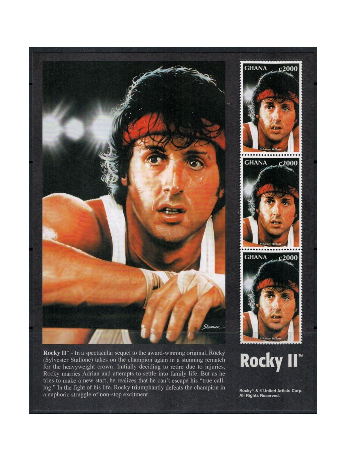 GHANA 1998 Sylvester Stallone (Rocky II) m/s MNH**