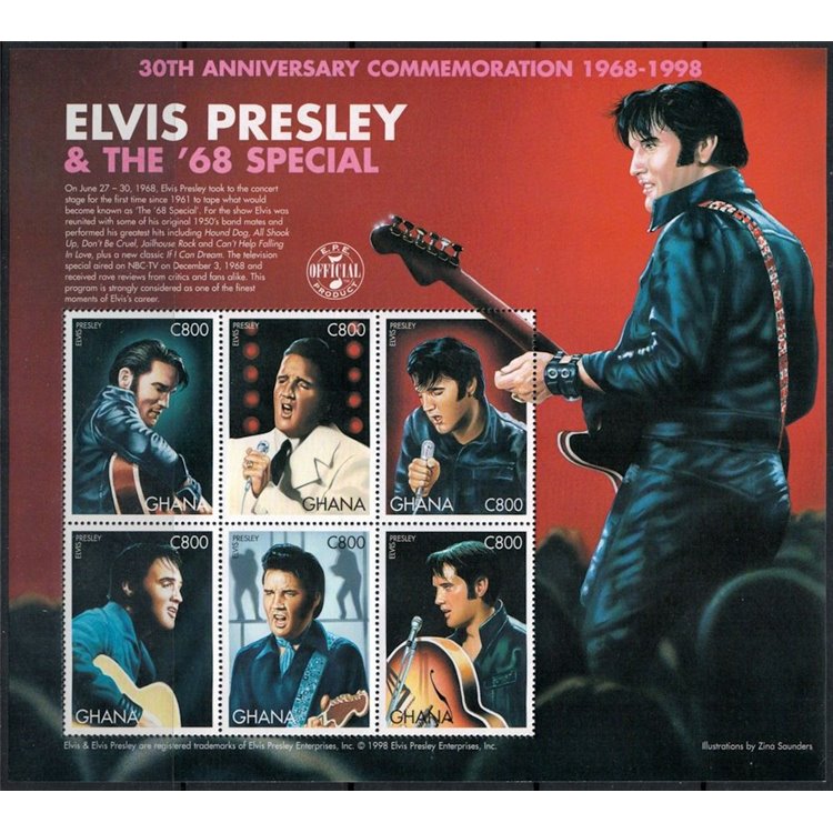 GHANA 1998 Elvis Presley & The '68 Special 6v MNH**