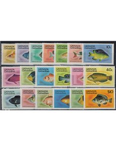GRENADA GRENADINES 1980 Serie ordinaria, pesci 19v MNH**