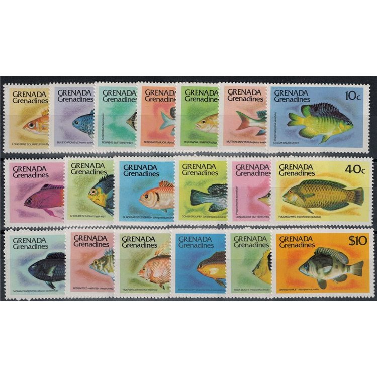 GRENADA GRENADINES 1980 Ordinary series, fish 19v MNH**