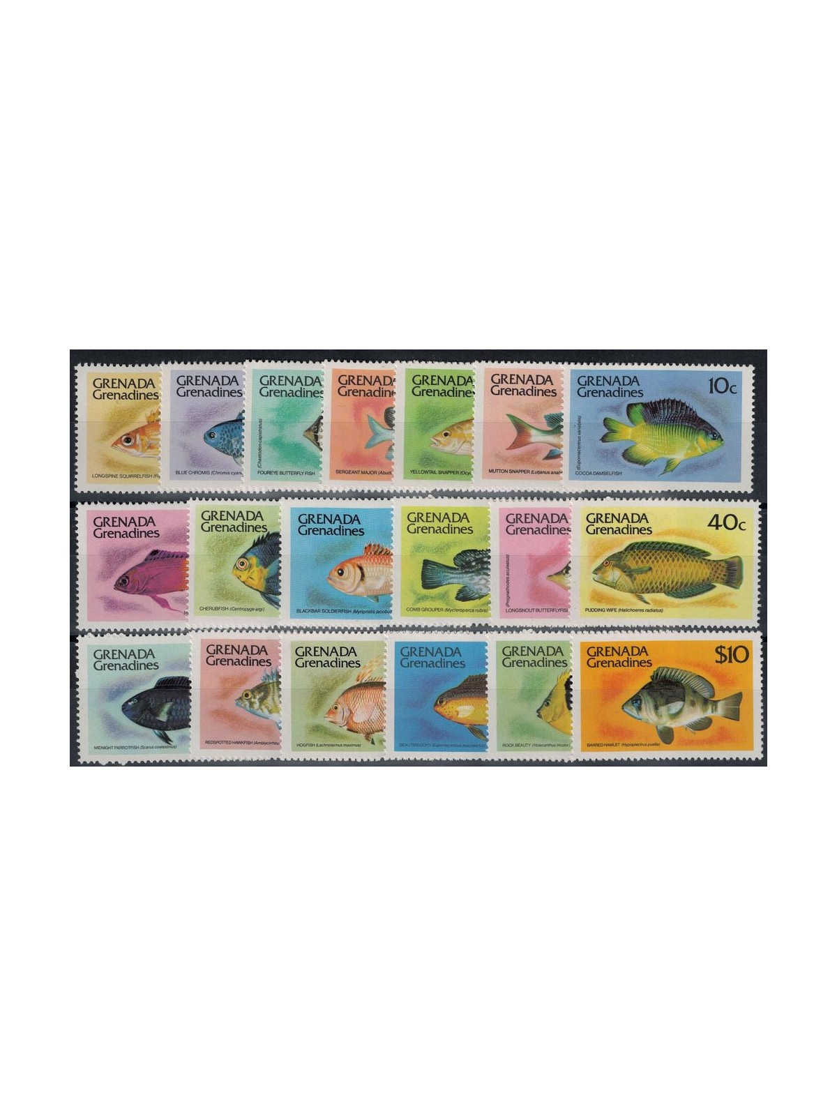 GRENADA GRENADINES 1980 Ordinary series, fish 19v MNH**