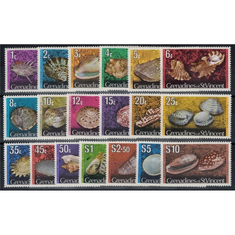 GRENADINES OF ST. VINCENT 1974/76 Ordinaries, shells - Definitives, shells 19 v