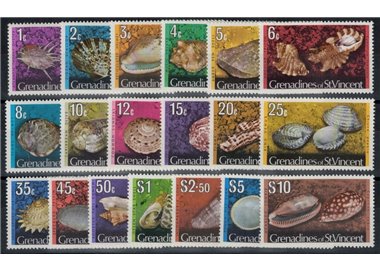 GRENADINES OF ST. VINCENT 1974/76 Ordinaries, shells - Definitives, shells 19 v