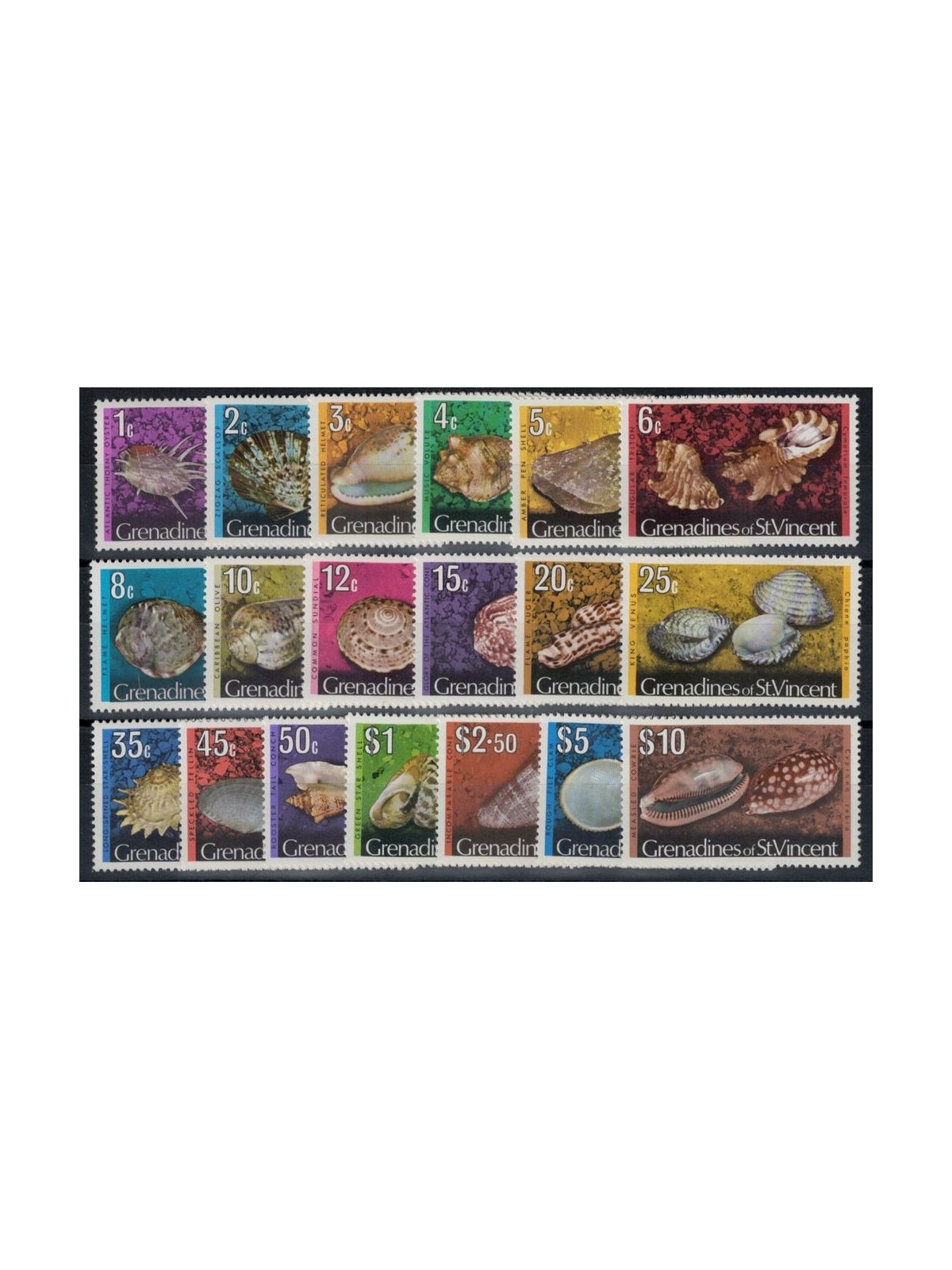 GRENADINES OF ST. VINCENT 1974/76 Ordinaries, shells - Definitives, shells 19 v