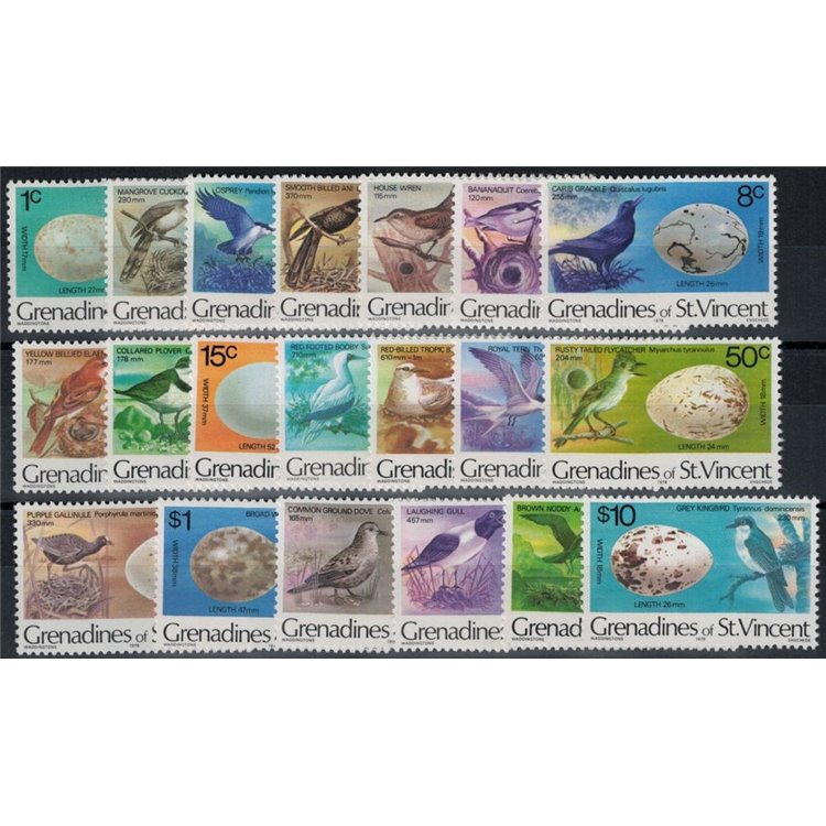 GRENADINES OF ST. VINCENT 1978 Ordinary, birds - Birds 20 v (with year 1978)