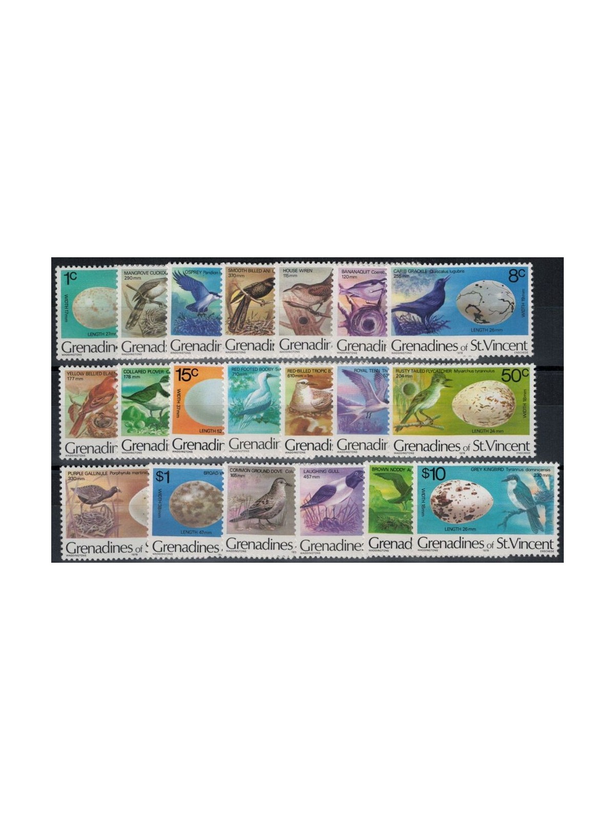 GRENADINES OF ST. VINCENT 1978 Ordinari, uccelli - Birds 20 v (with year 1978)