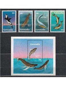 GRENADA 1982 Fauna marina, balene 4v + 1 BF MNH**