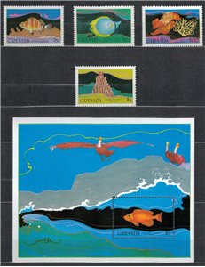 GRENADA 1985 Marine life 4v + 1 s/s MNH**