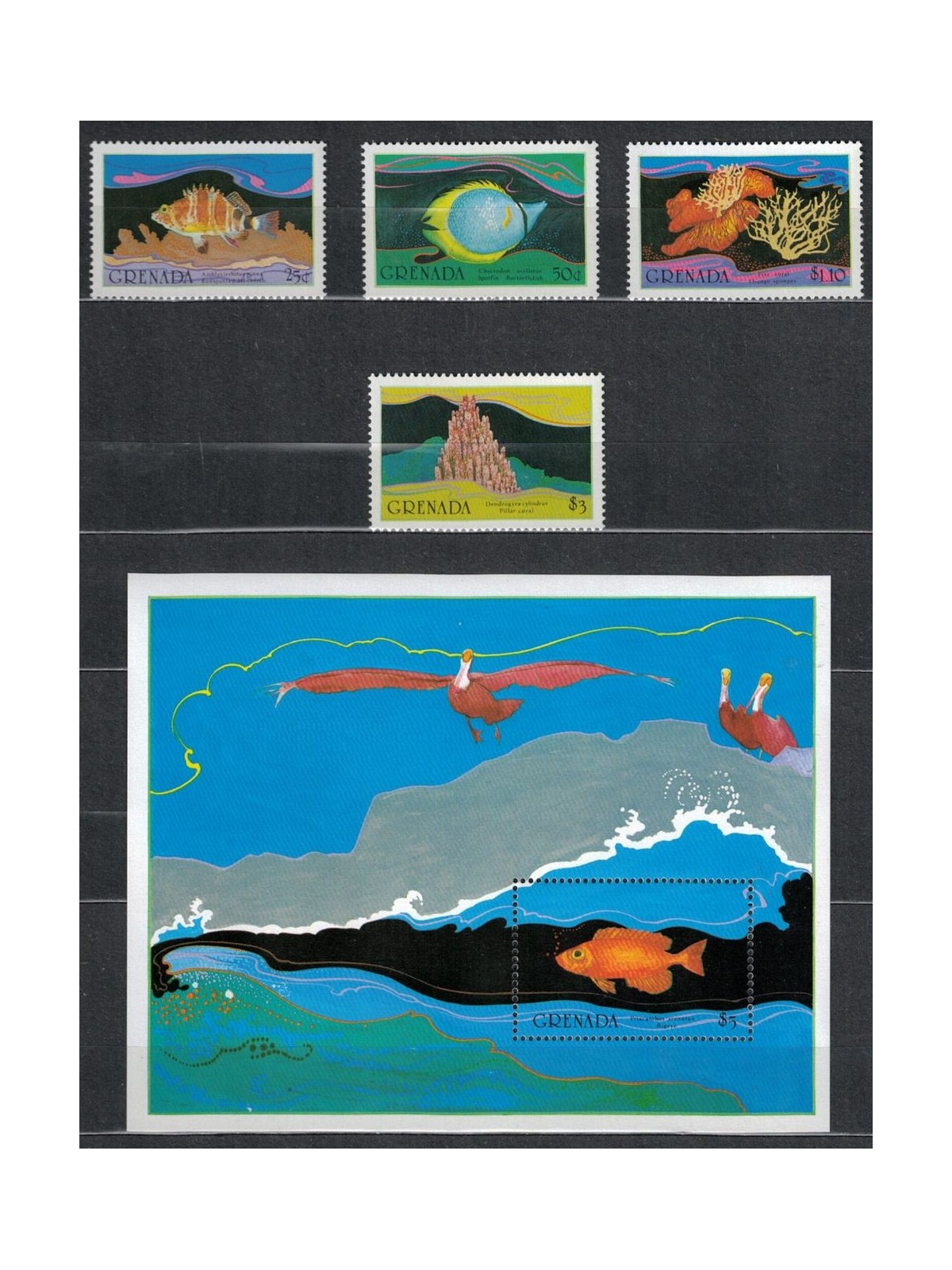 GRENADA 1985 Vita marina 4v + 1 BF MNH**