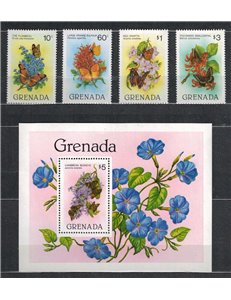 GRENADA 1982 Butterflies and flowers 4v + 1 s/s MNH**