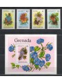 GRENADA 1982 Farfalle e fiori 4v + 1 BF MNH**