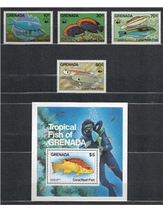 GRENADA 1984 Fauna marina, pesci 4v + 1 BF MNH**