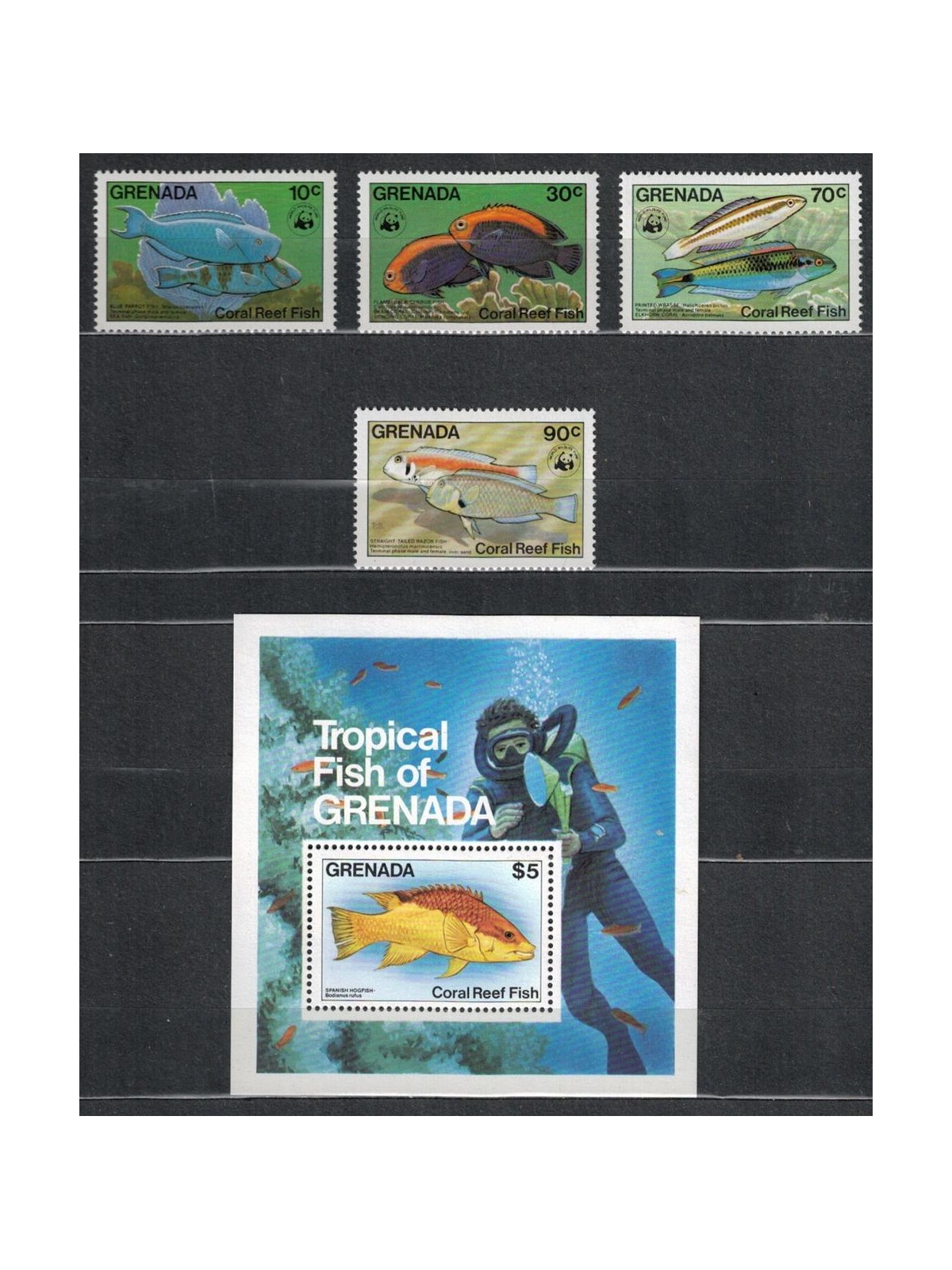 GRENADA 1984 Fauna marina, pesci 4v + 1 BF MNH**
